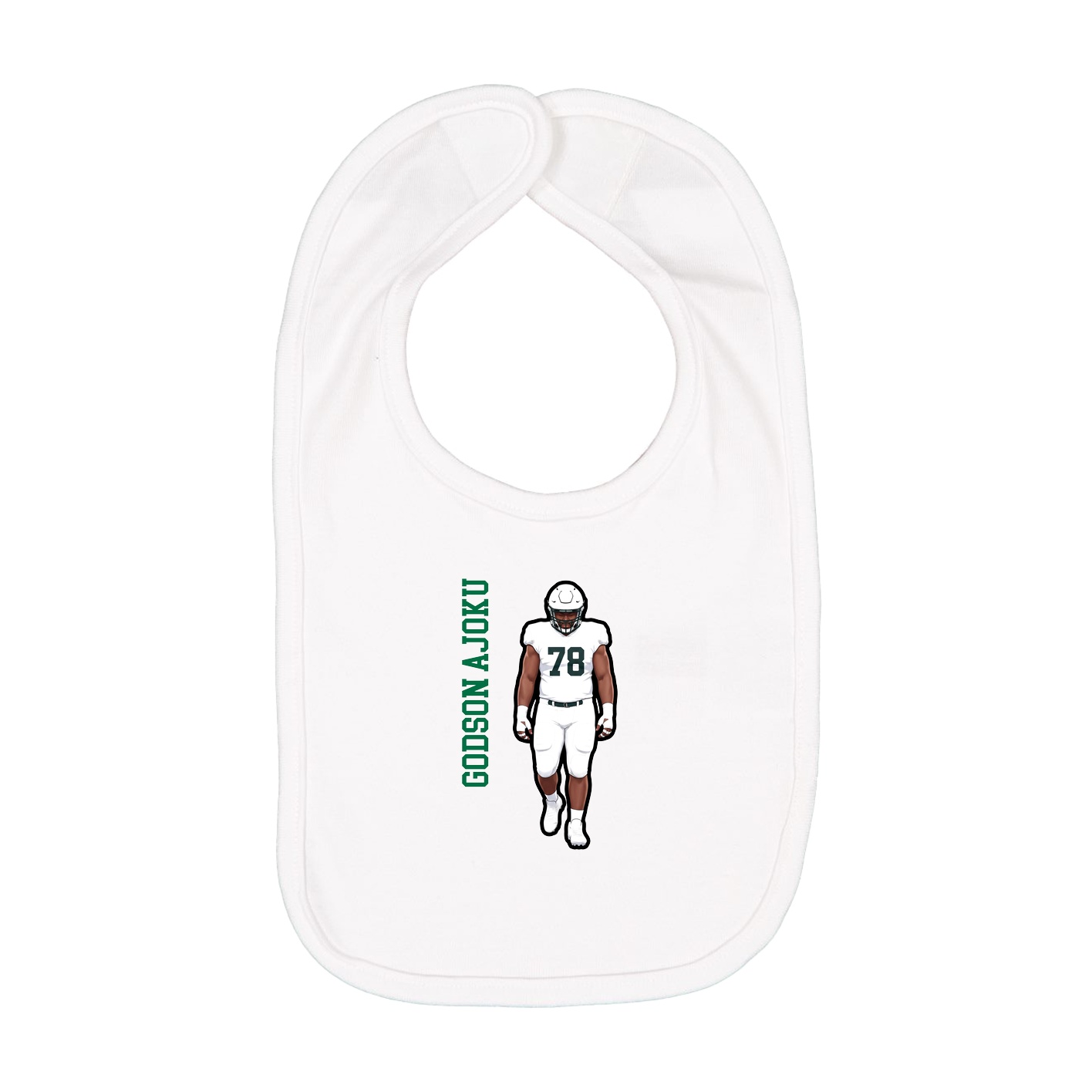 Infant Bib — Name Vertical in White