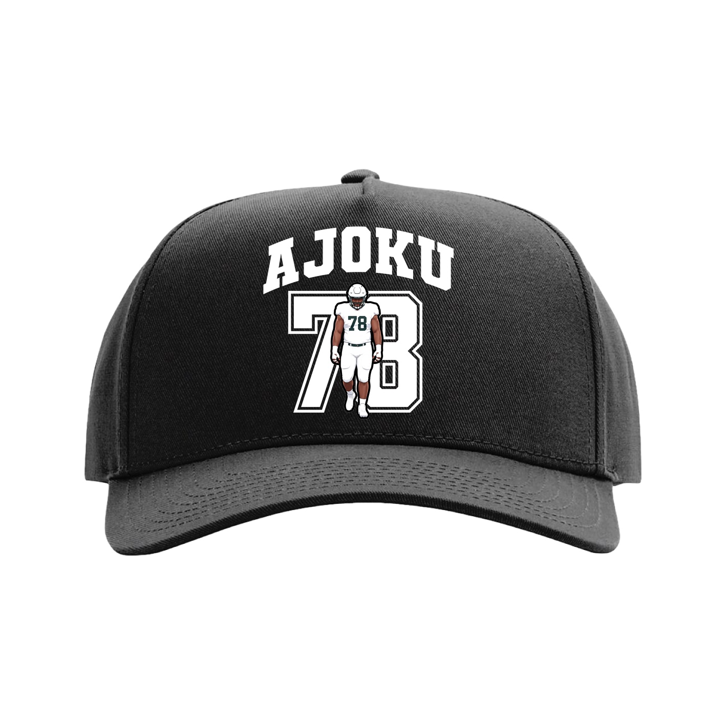 Full Fabric Five-Panel Champ Cap — Number in Black