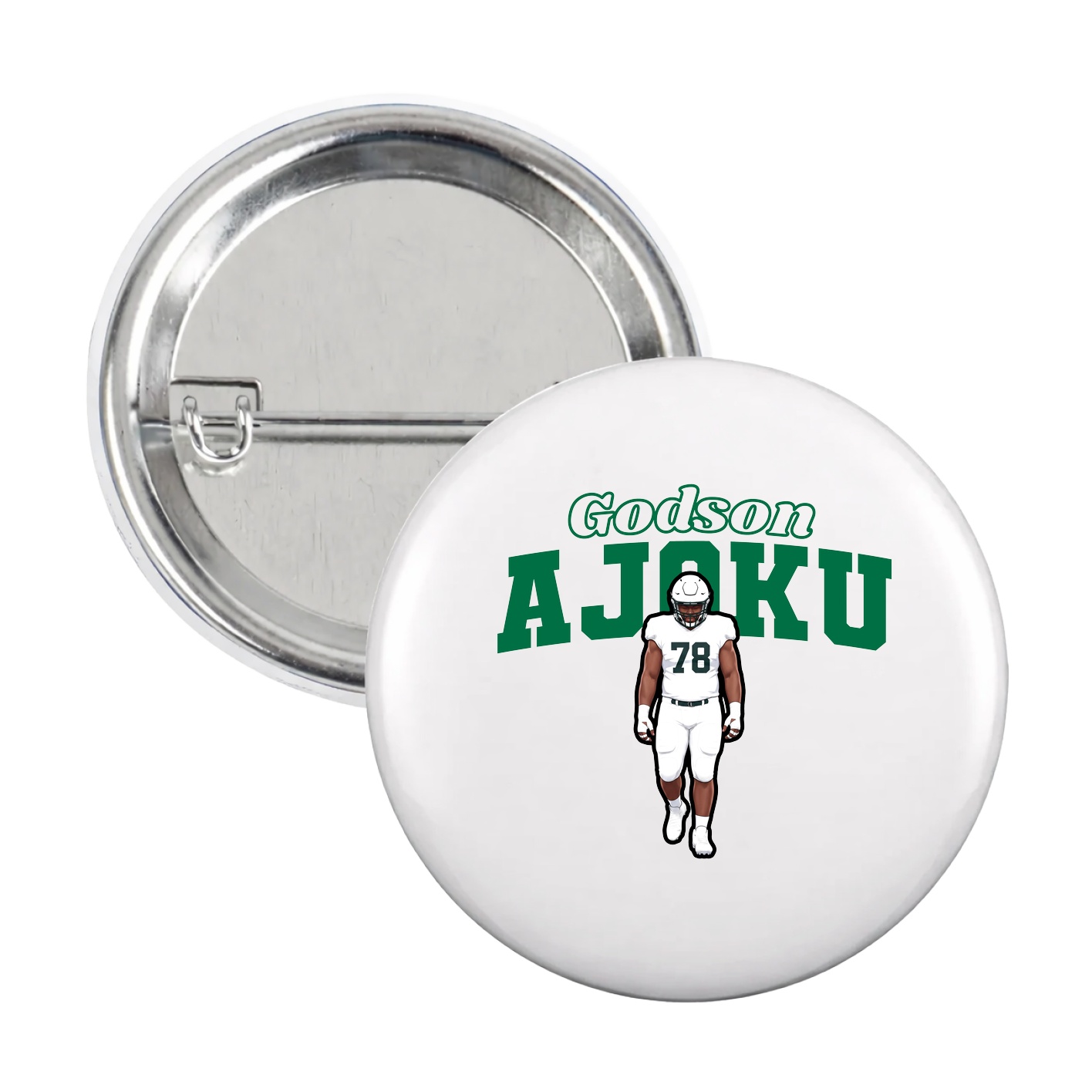 Game Day Button — Name Arch in White