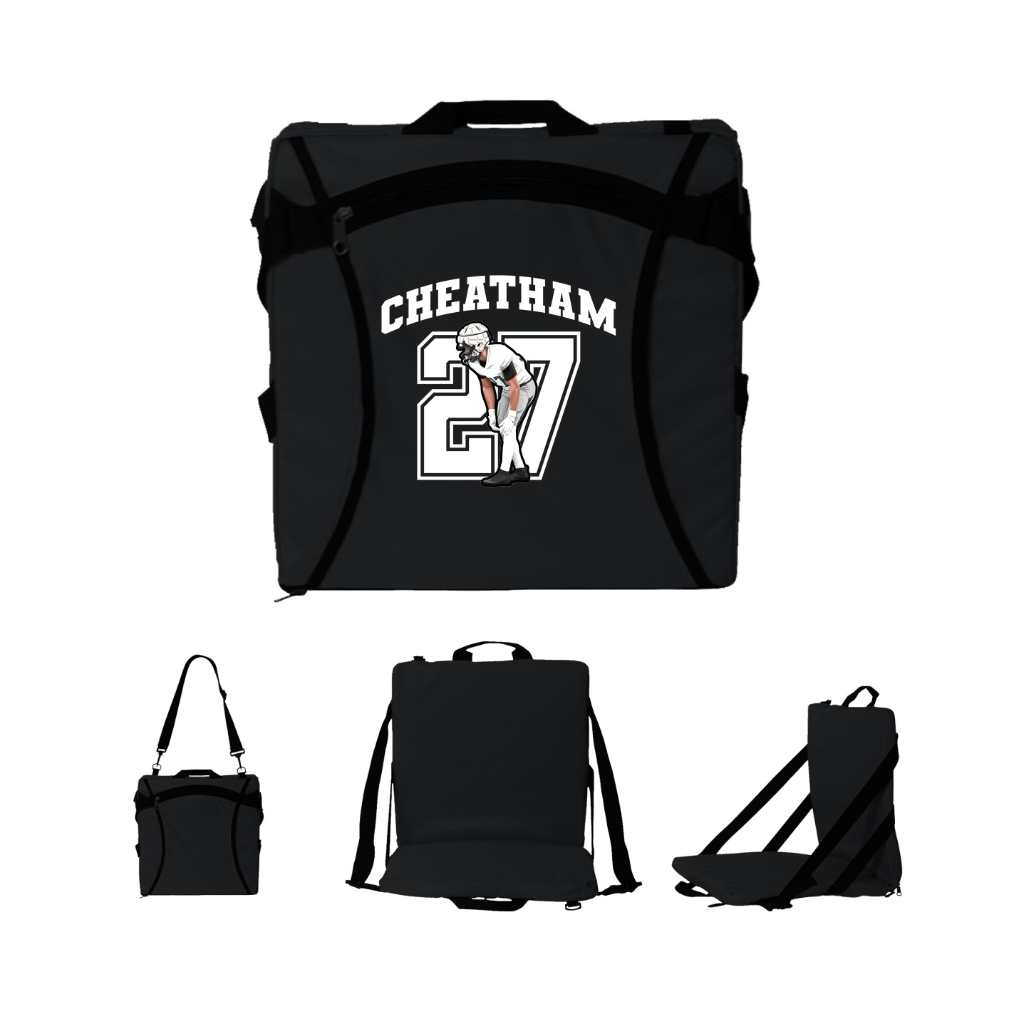 Folding Stadium Seat — Number in Black