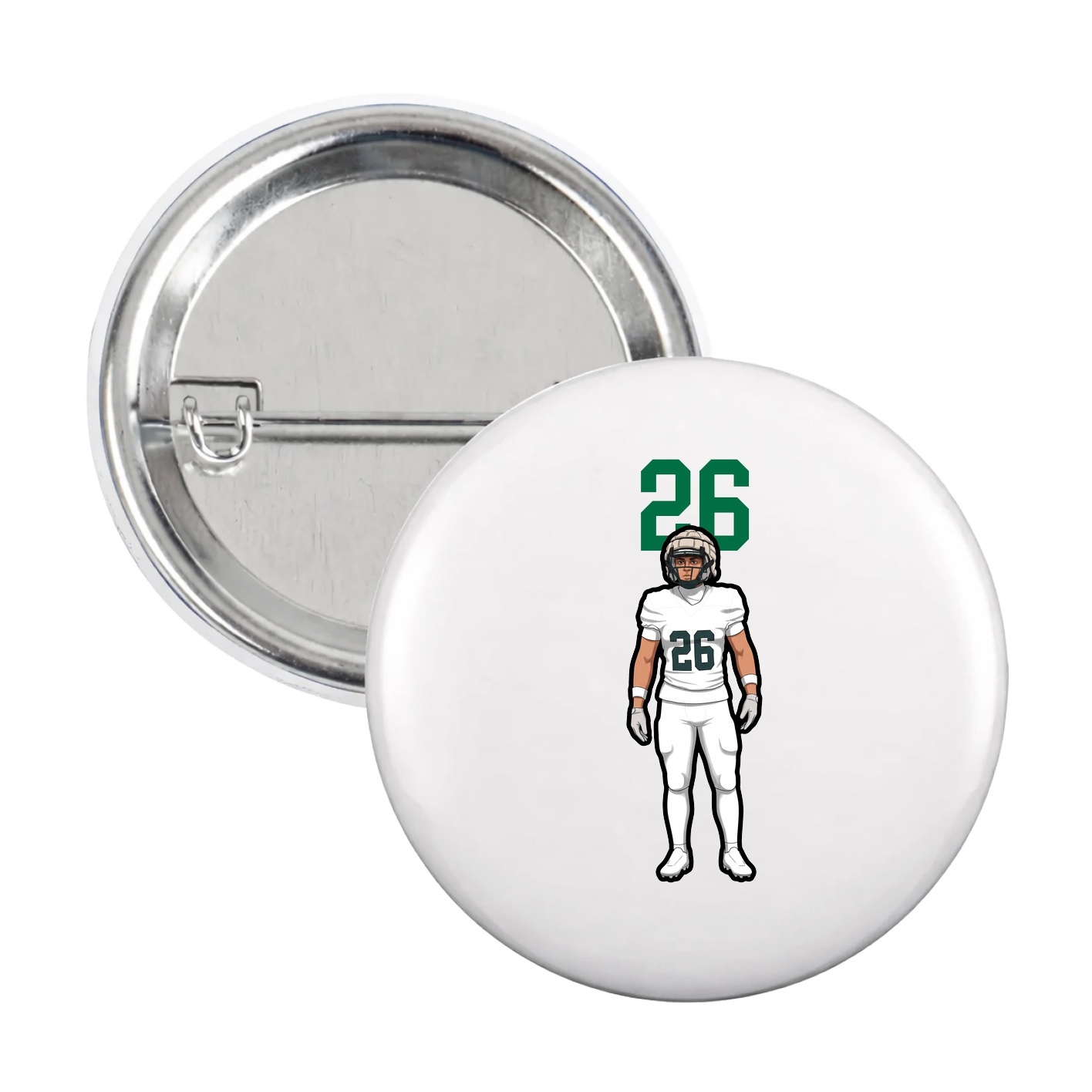 Game Day Button — Number Top in White