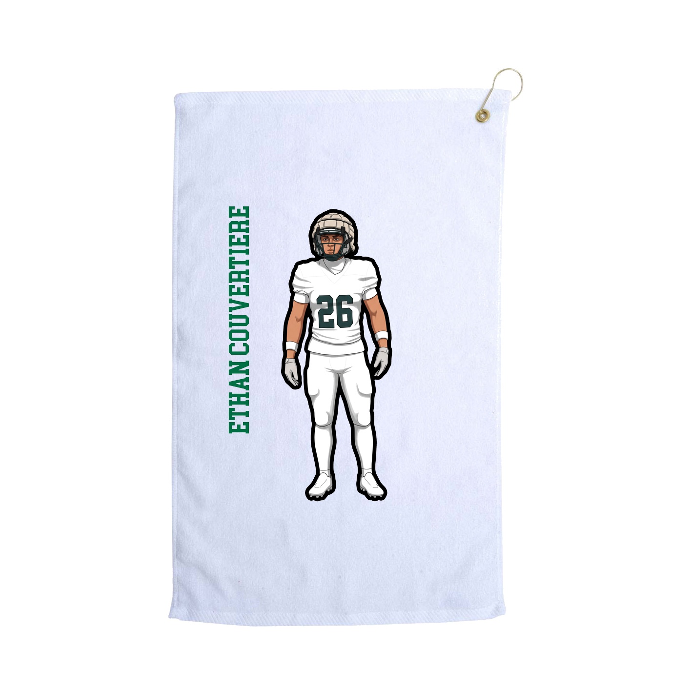 Golf Towel — Name Vertical in White