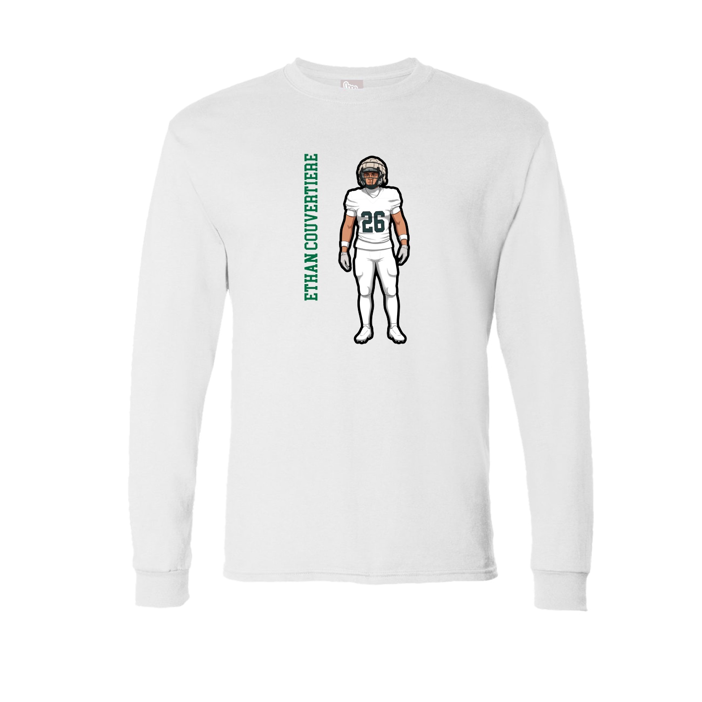 Long Sleeve Tee — Name Vertical in White