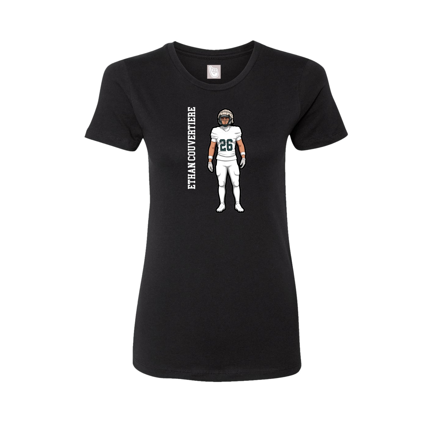 Fitted Women's Tee — Name Vertical in Black