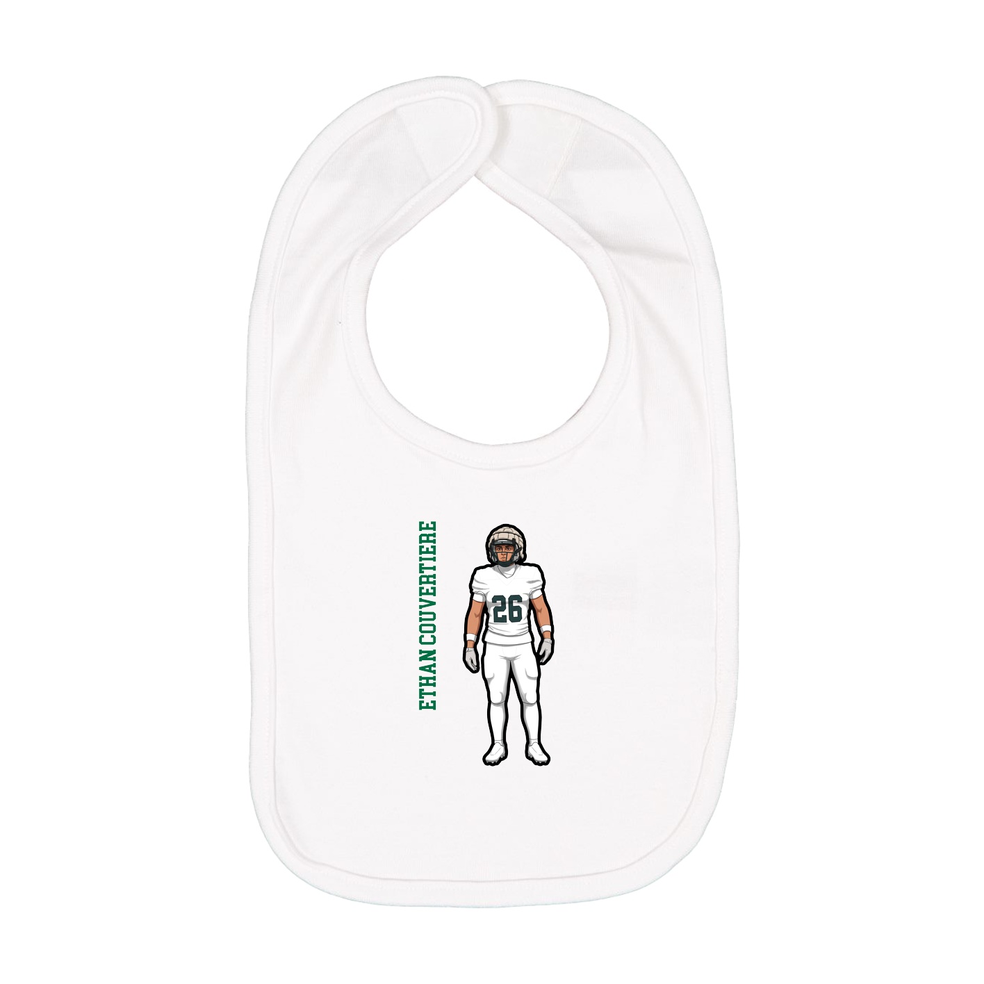 Infant Bib — Name Vertical in White
