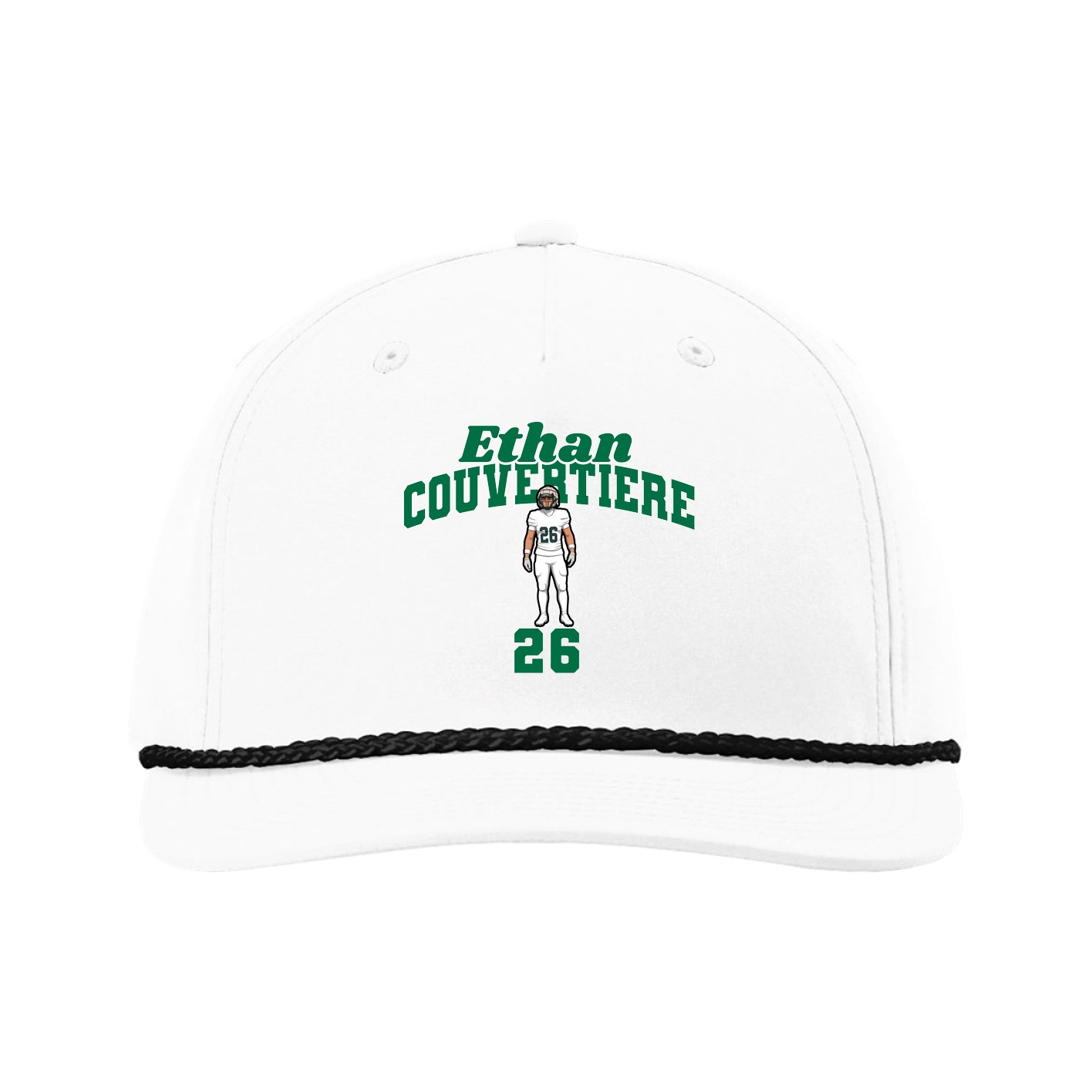 Five-Panel Classic Rope Cap — Signature Arch in White