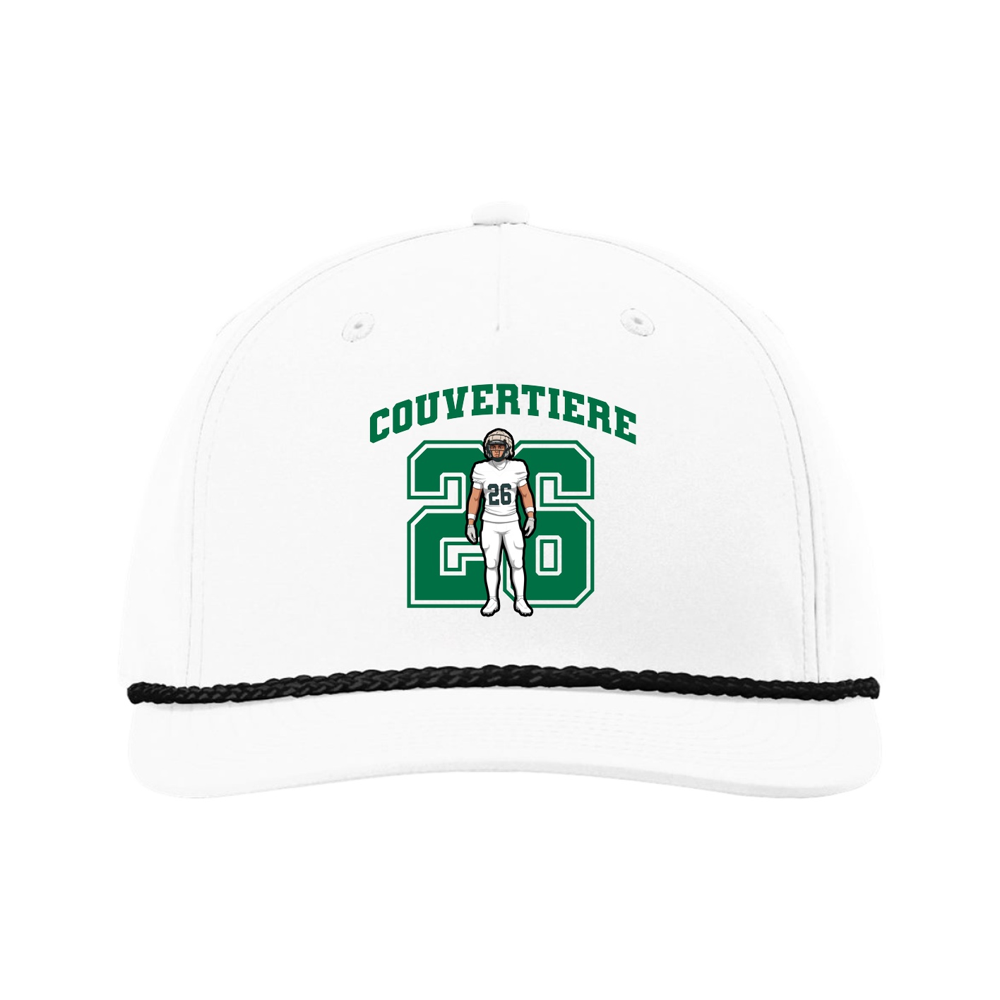 Five-Panel Classic Rope Cap — Number in White