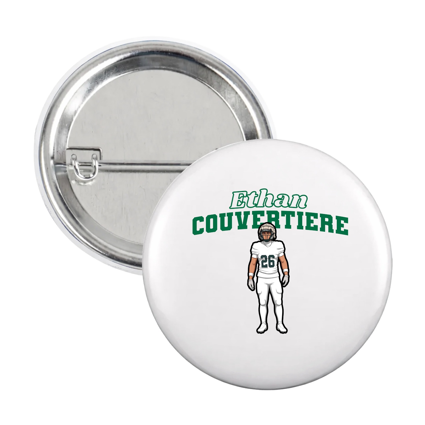 Game Day Button — Name Arch in White