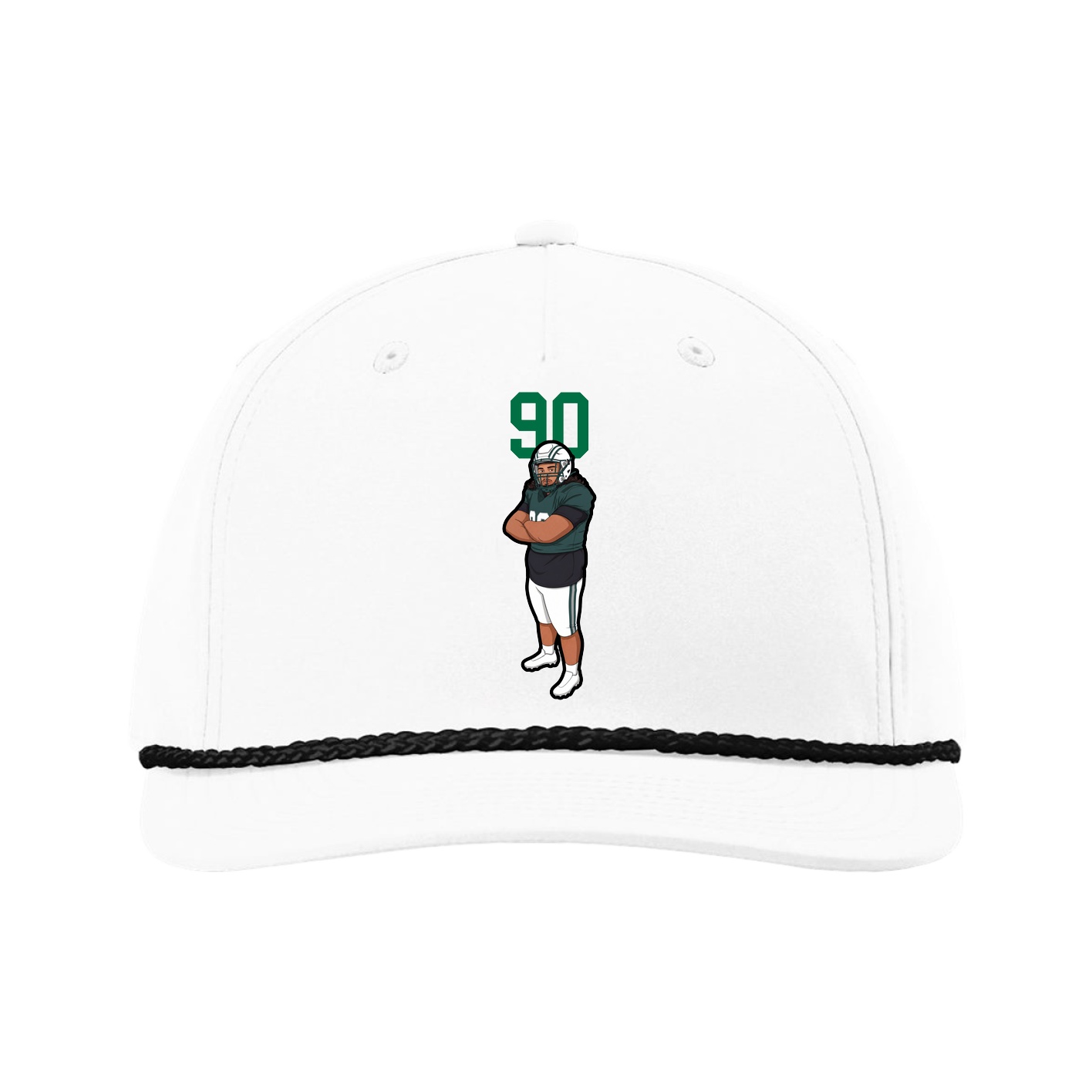 Five-Panel Classic Rope Cap — Number Top in White