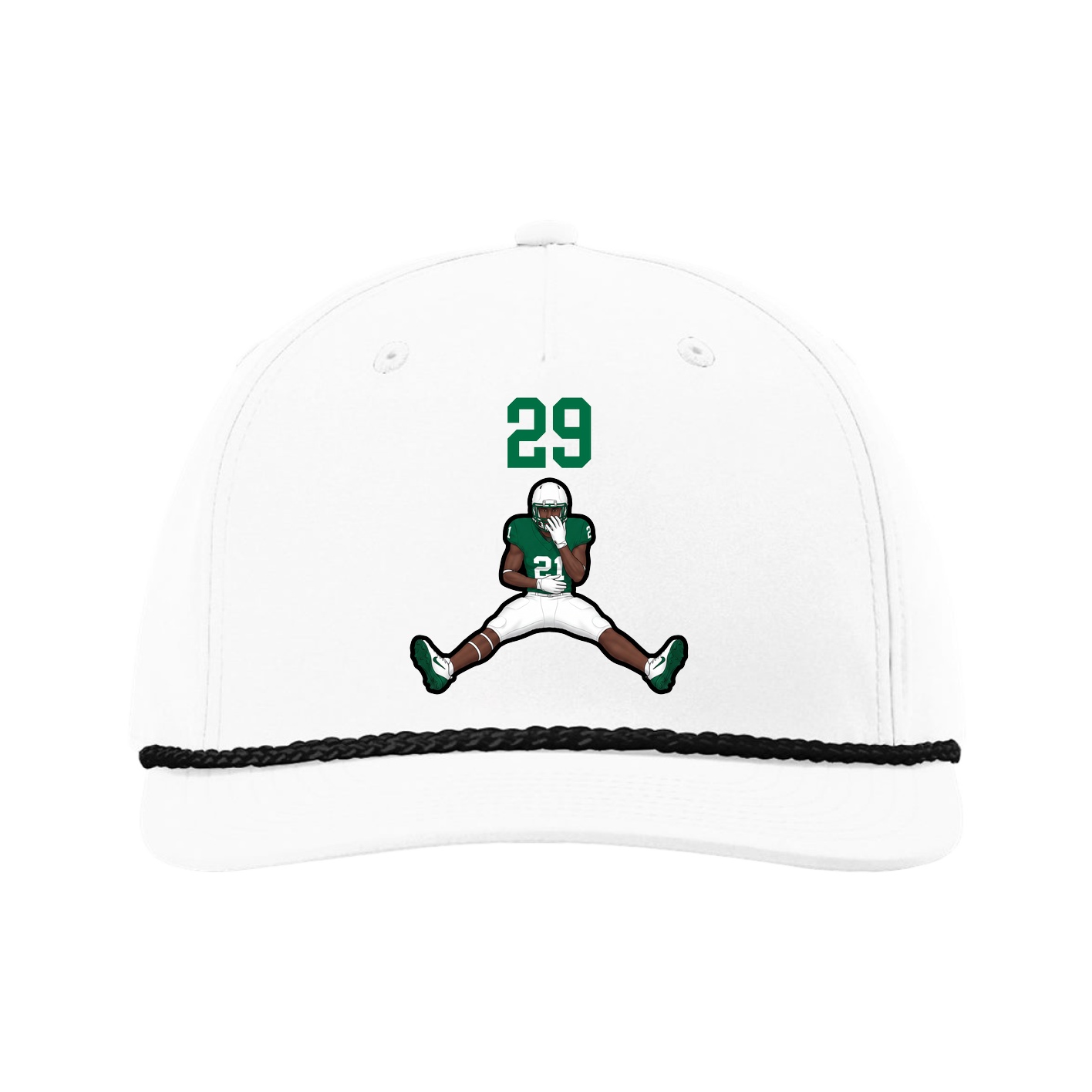 Five-Panel Classic Rope Cap — Number Top in White