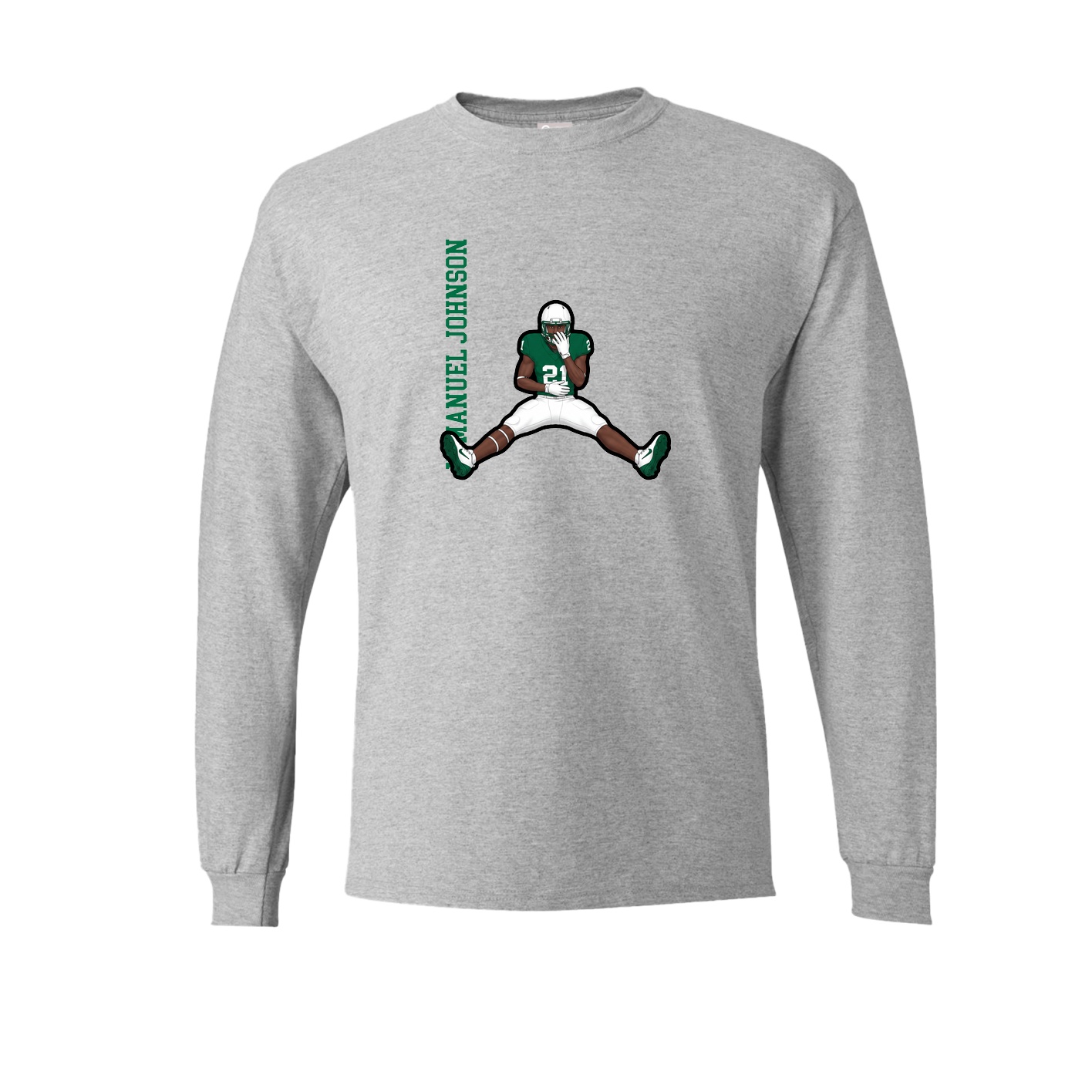 Long Sleeve Tee — Name Vertical in Grey
