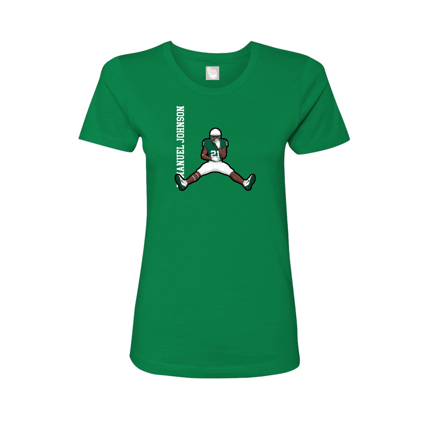 Fitted Women's Tee — Name Vertical in Green