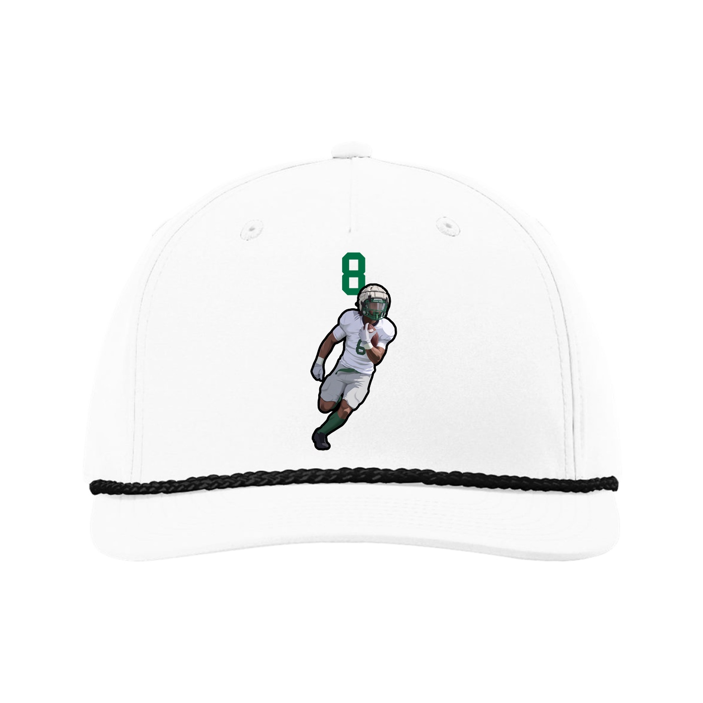 Five-Panel Classic Rope Cap — Number Top in White