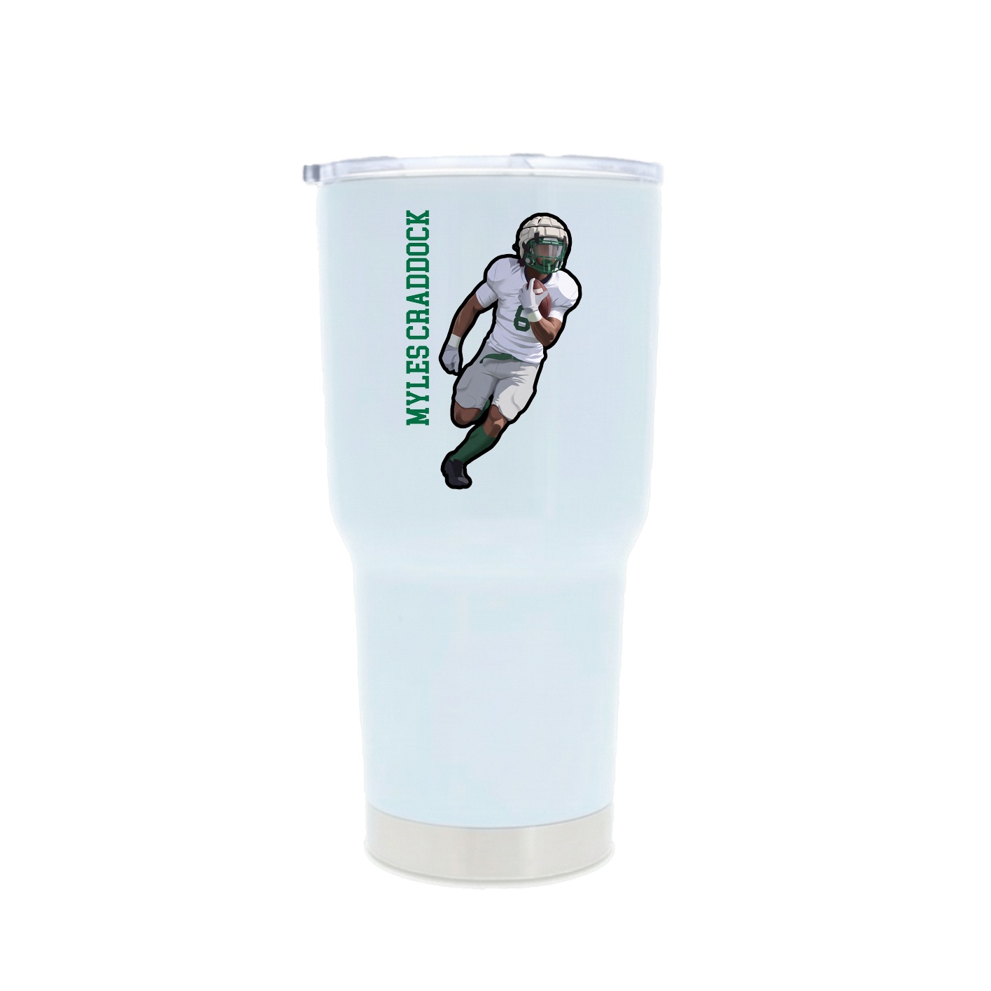 30oz Stainless Steel Tumbler — Name Vertical in White