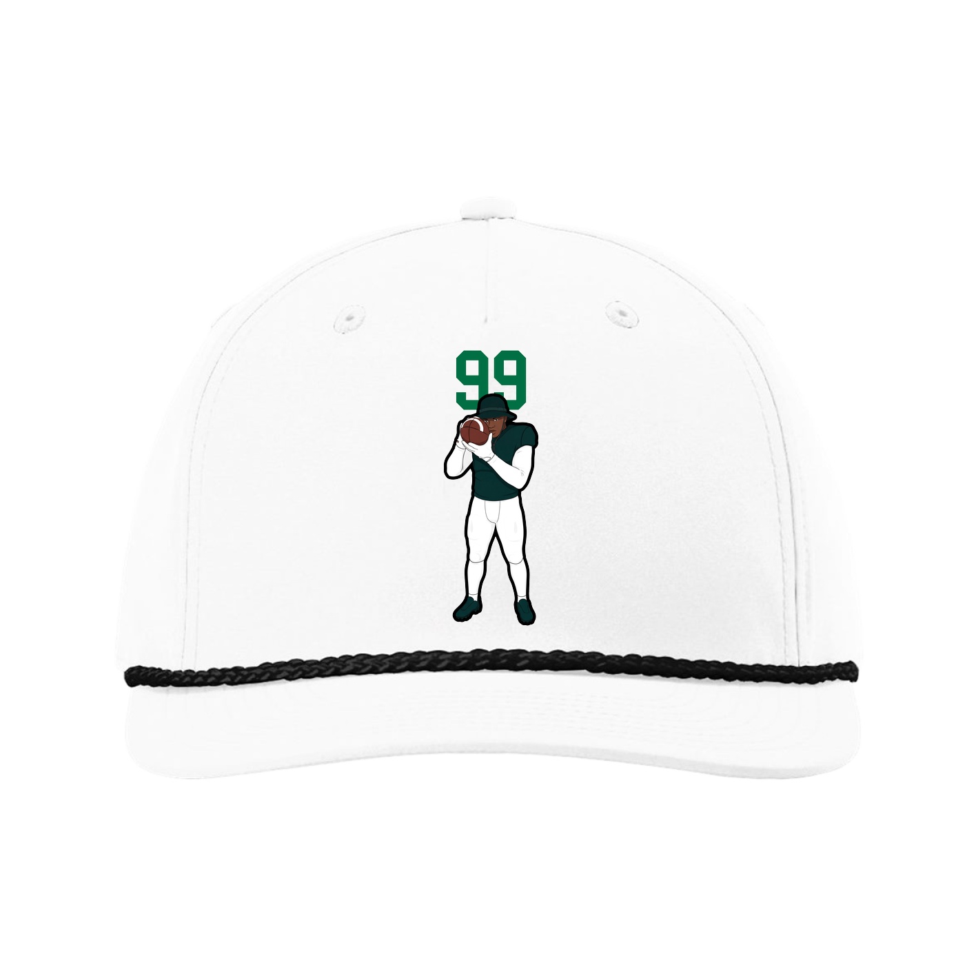 Five-Panel Classic Rope Cap — Number Top in White