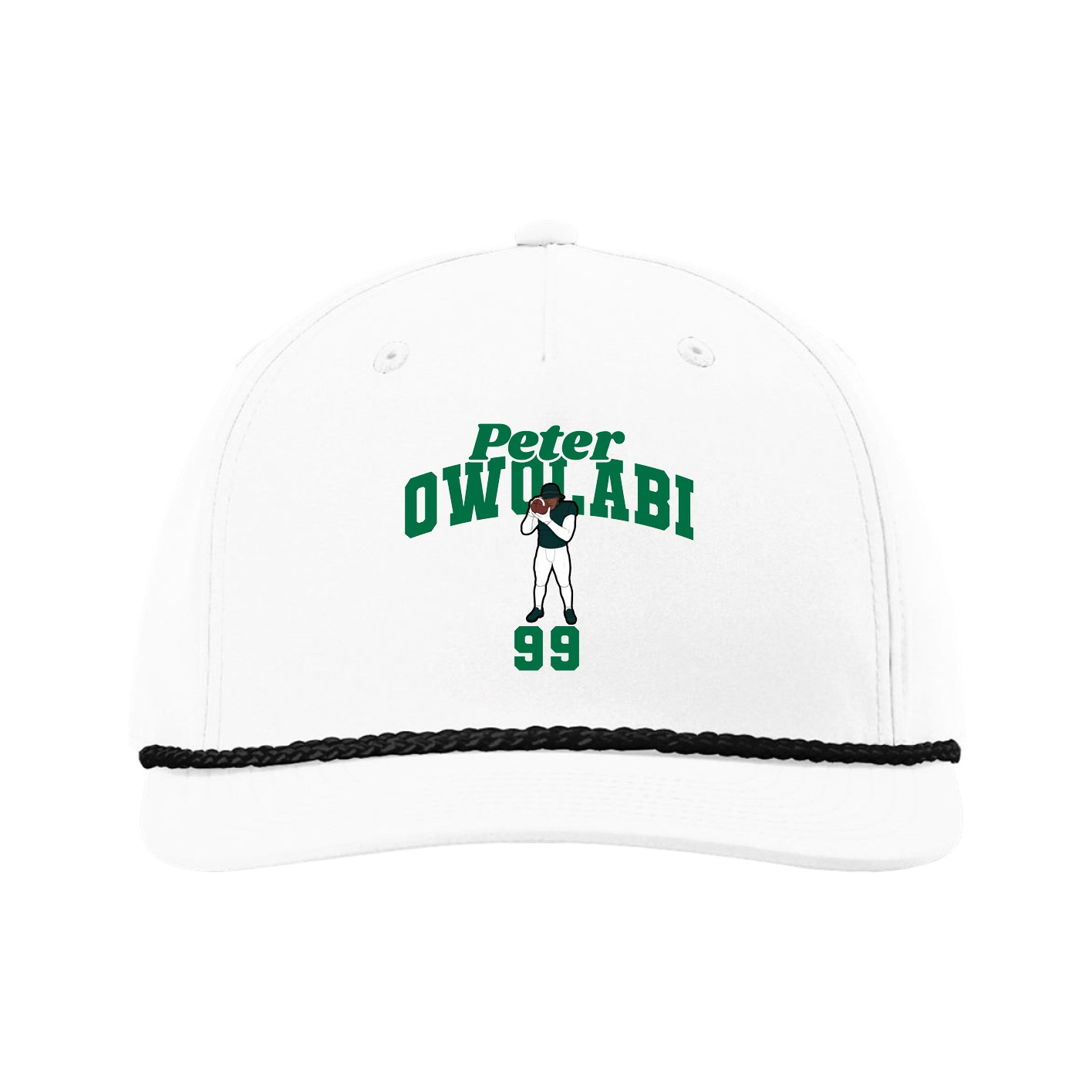 Five-Panel Classic Rope Cap — Signature Arch in White