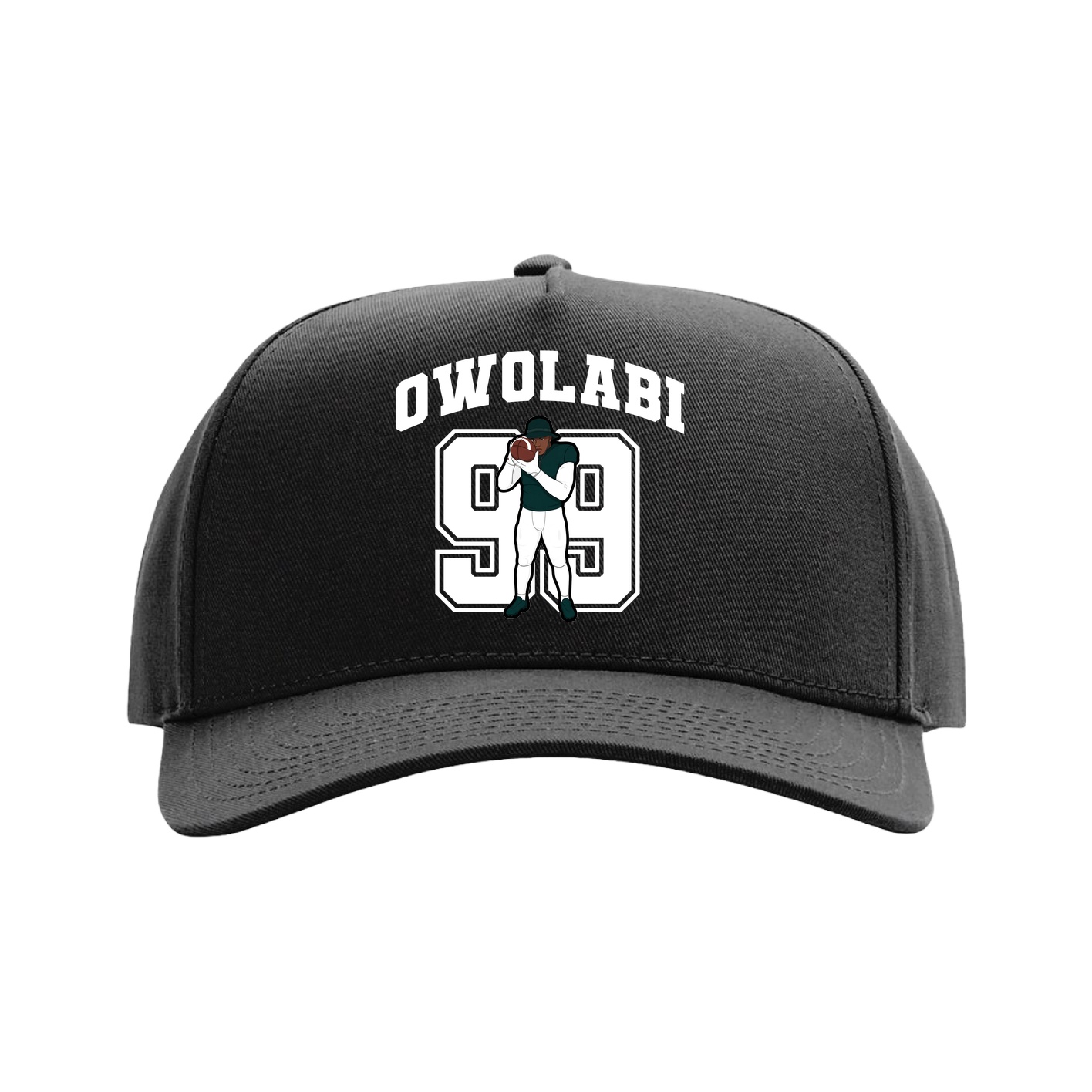 Full Fabric Five-Panel Champ Cap — Number in Black