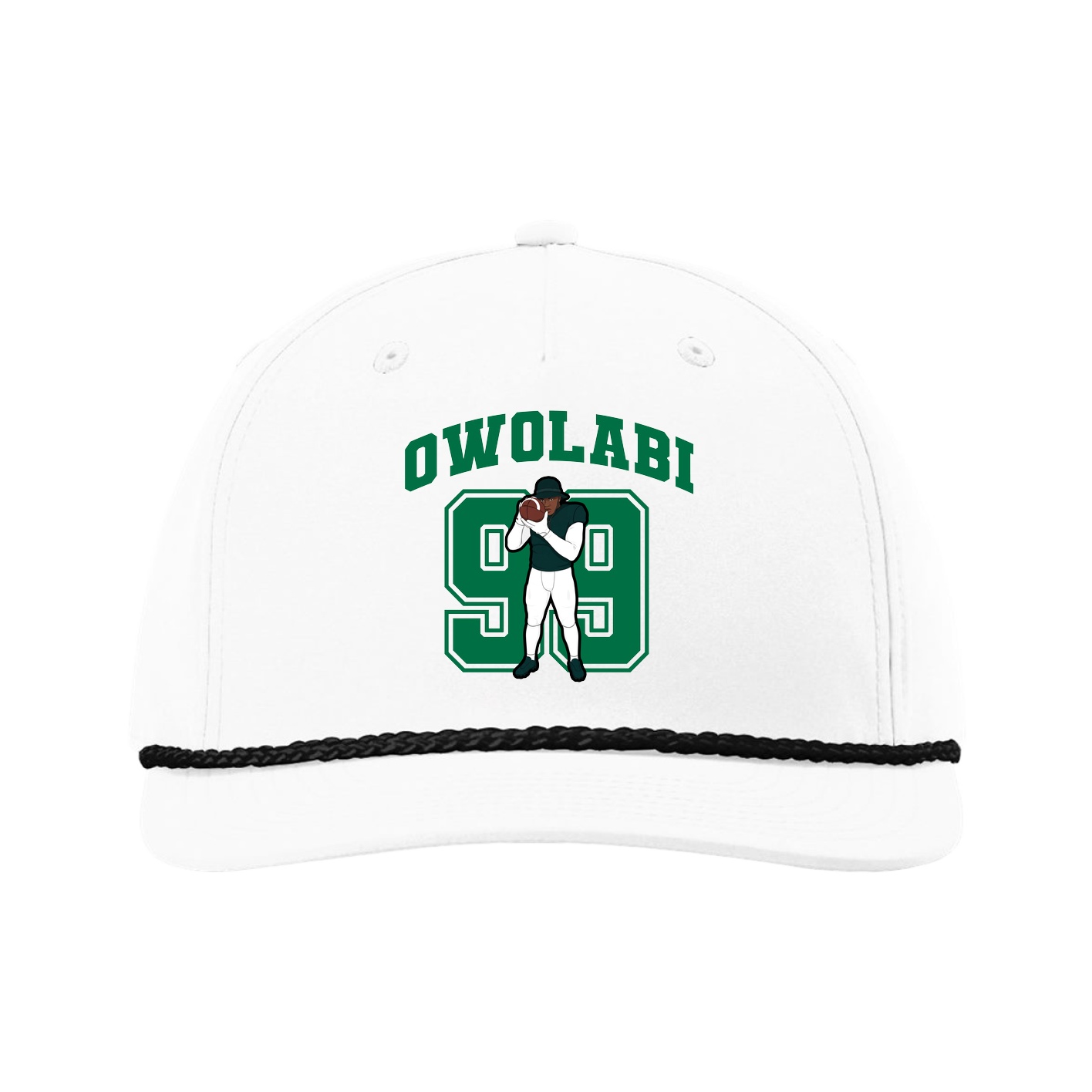 Five-Panel Classic Rope Cap — Number in White