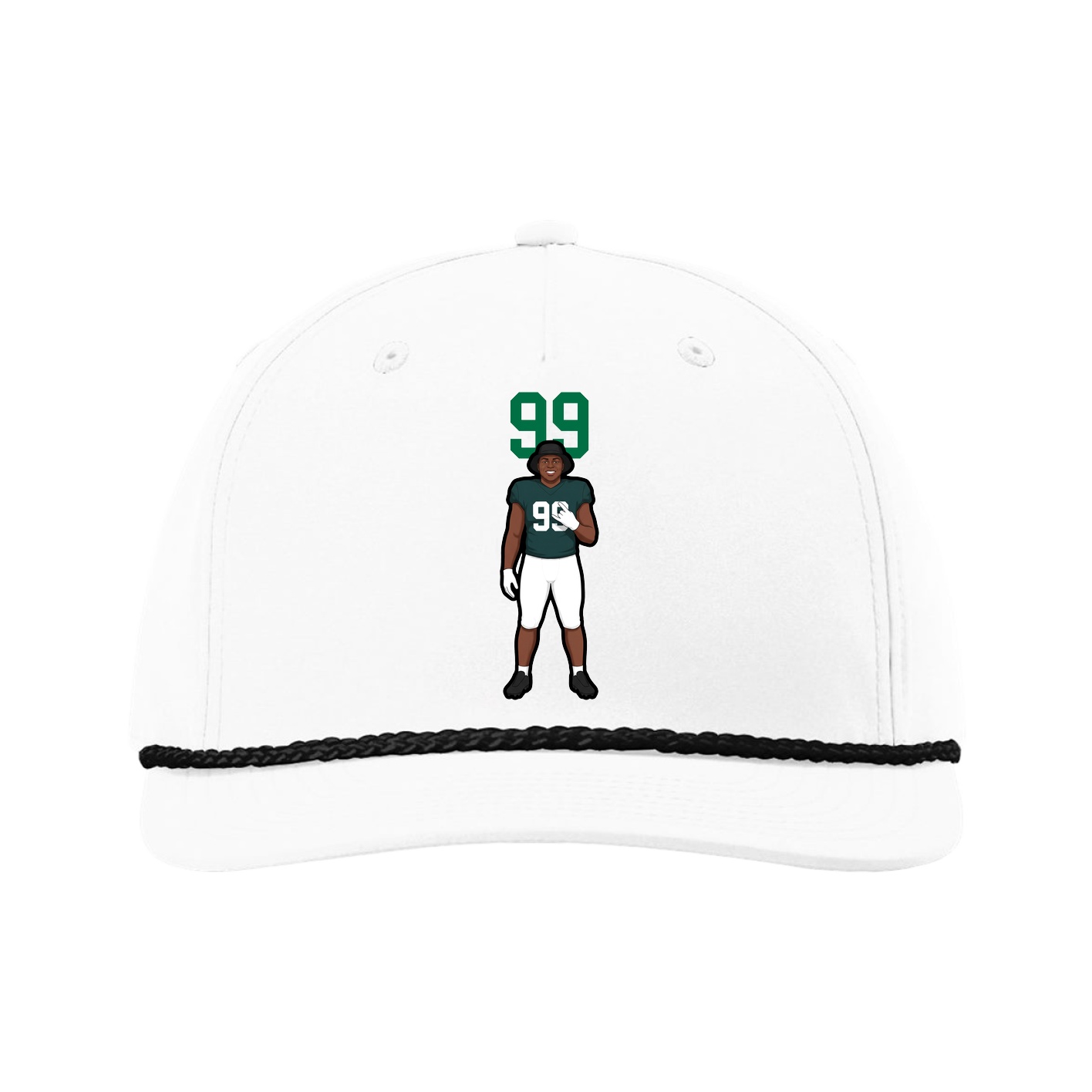 Five-Panel Classic Rope Cap — Number Top in White