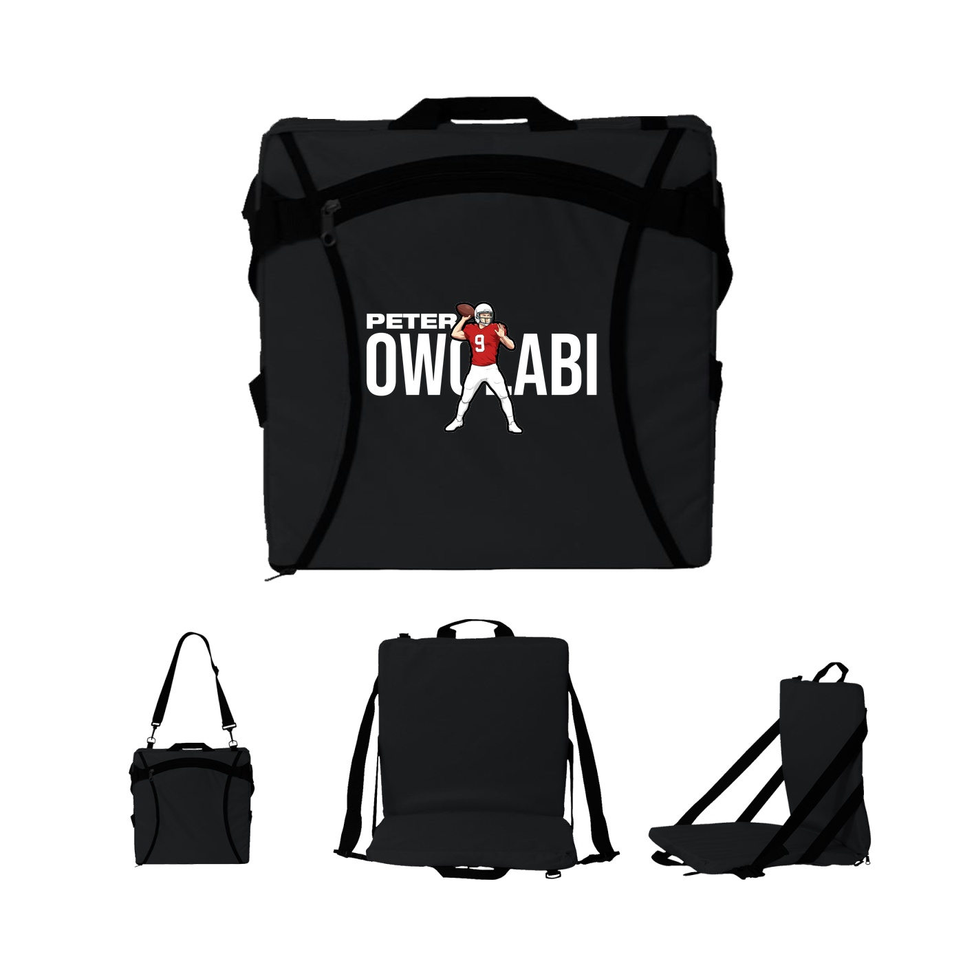 Folding Stadium Seat — Player Name in Black