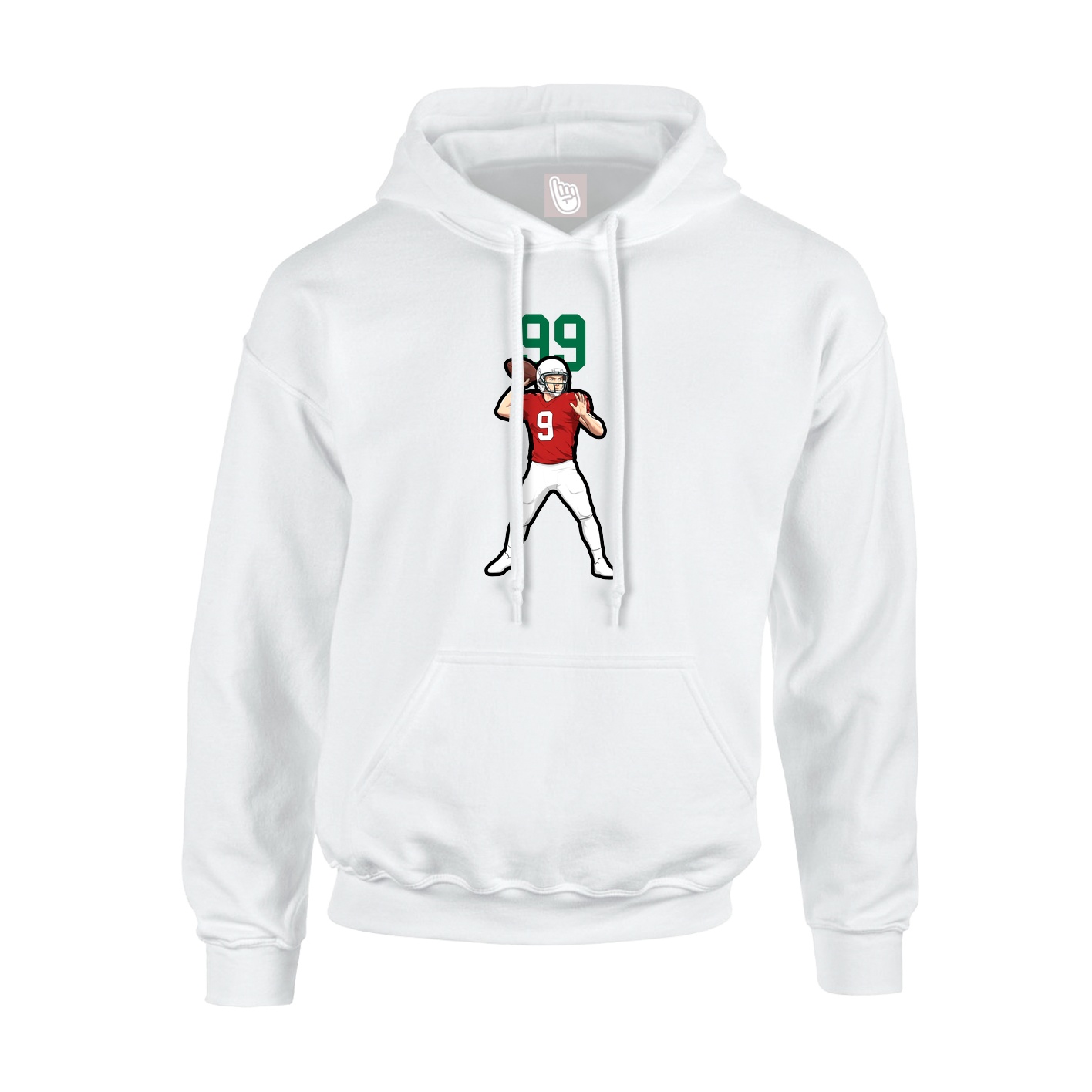 Youth Hoodie — Number Top in White