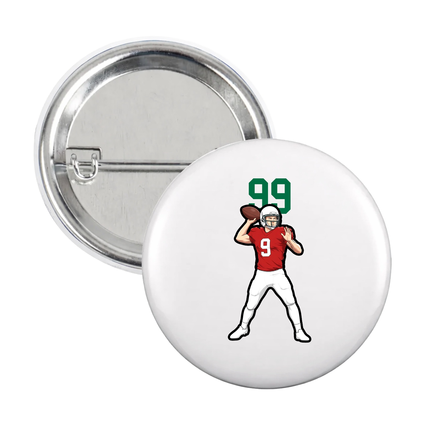 Game Day Button — Number Top in White