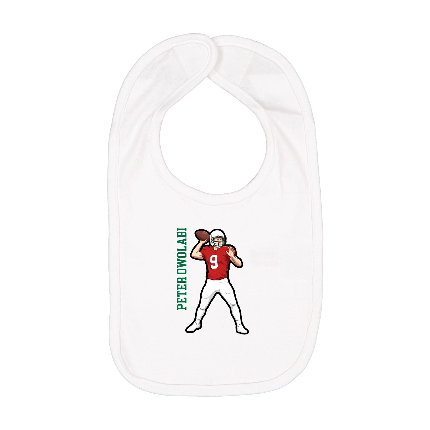Infant Bib — Name Vertical in White