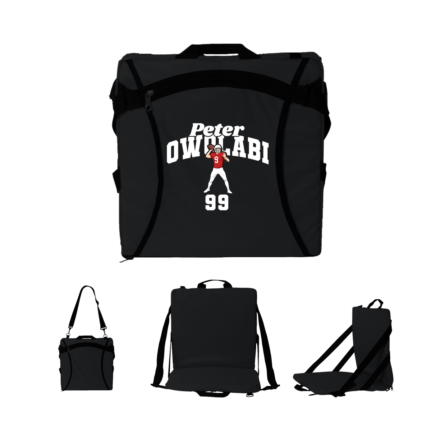 Folding Stadium Seat — Signature Arch in Black