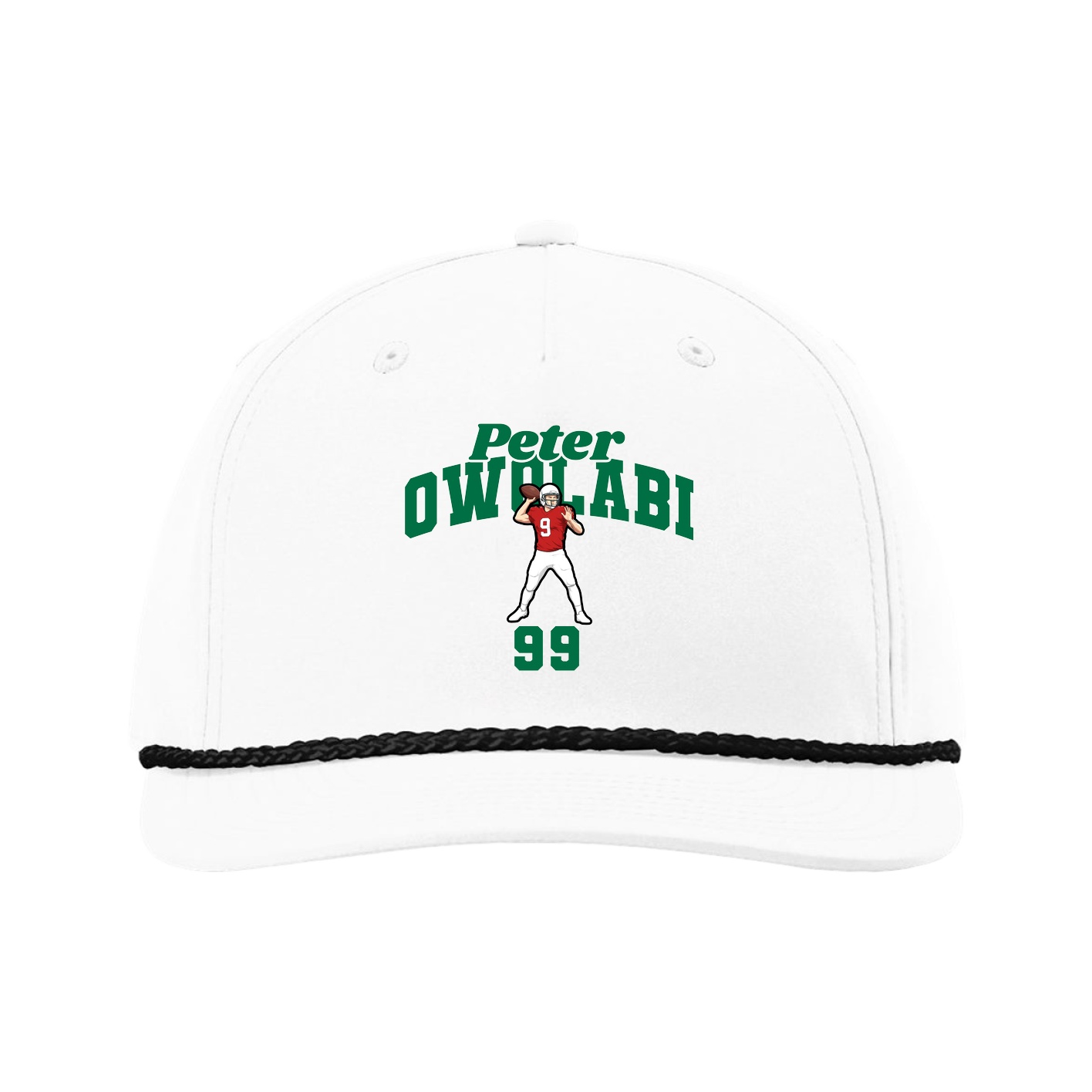 Five-Panel Classic Rope Cap — Signature Arch in White