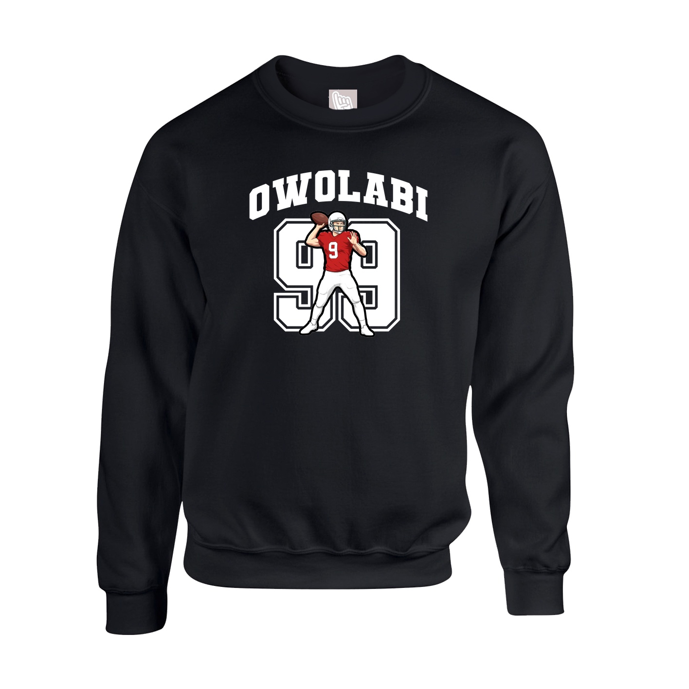 Fleece Crew — Number in Black