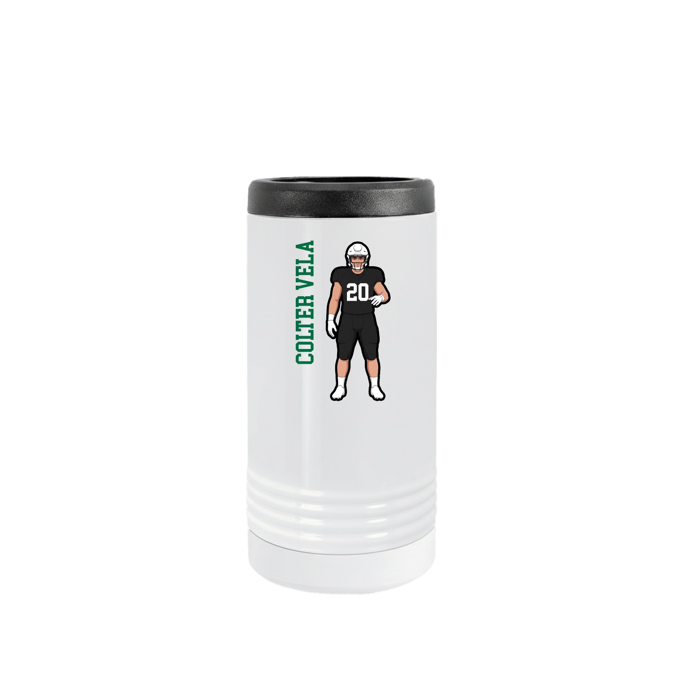 Slim Beverage Holder — Name Vertical in White
