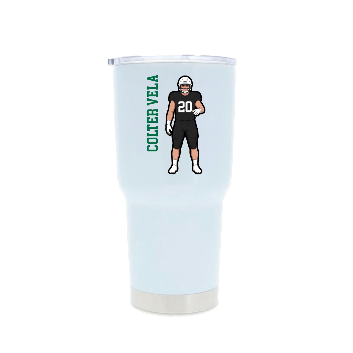 30oz Stainless Steel Tumbler — Name Vertical in White