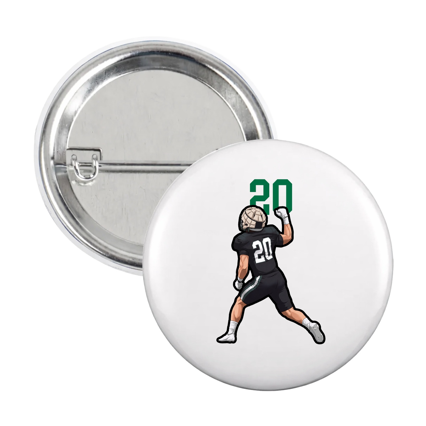 Game Day Button — Number Top in White