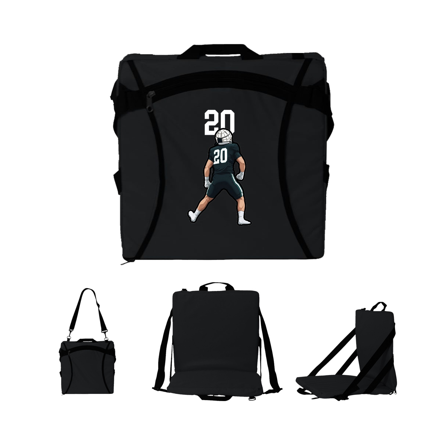 Folding Stadium Seat — Number Top in Black