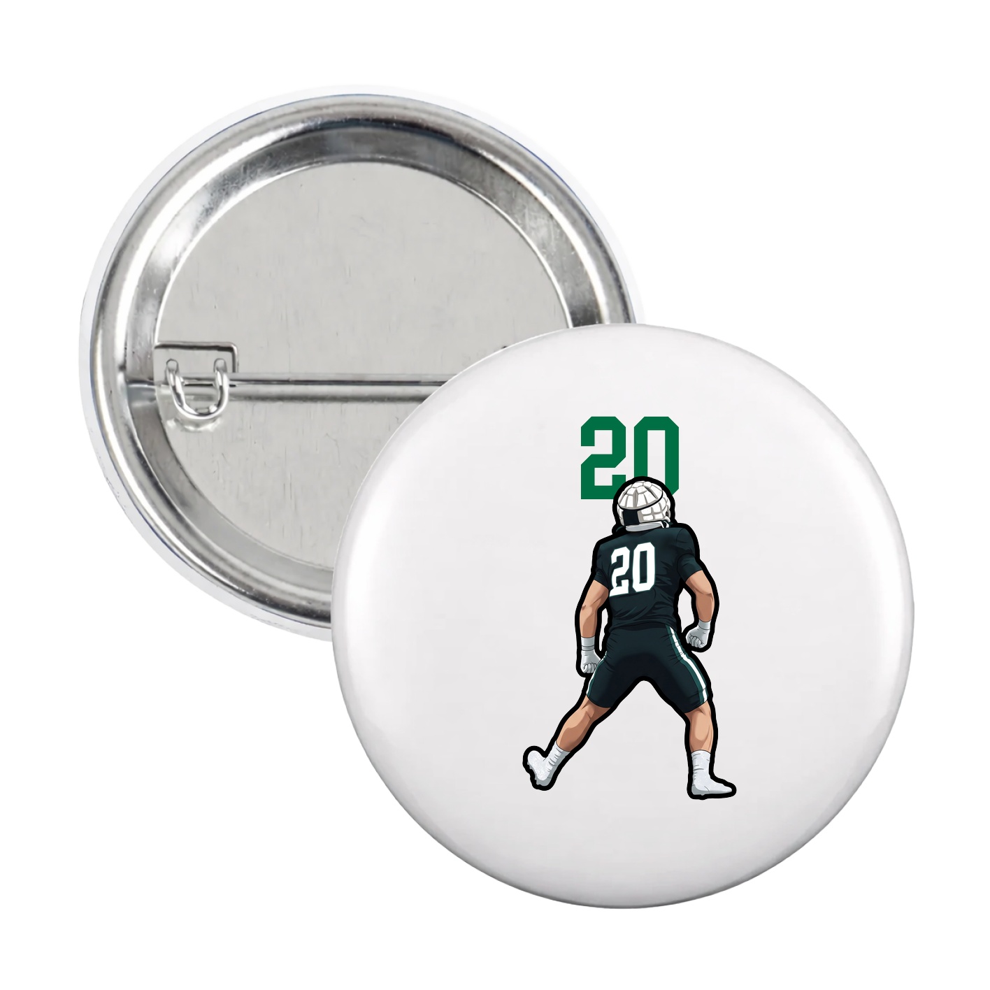 Game Day Button — Number Top in White