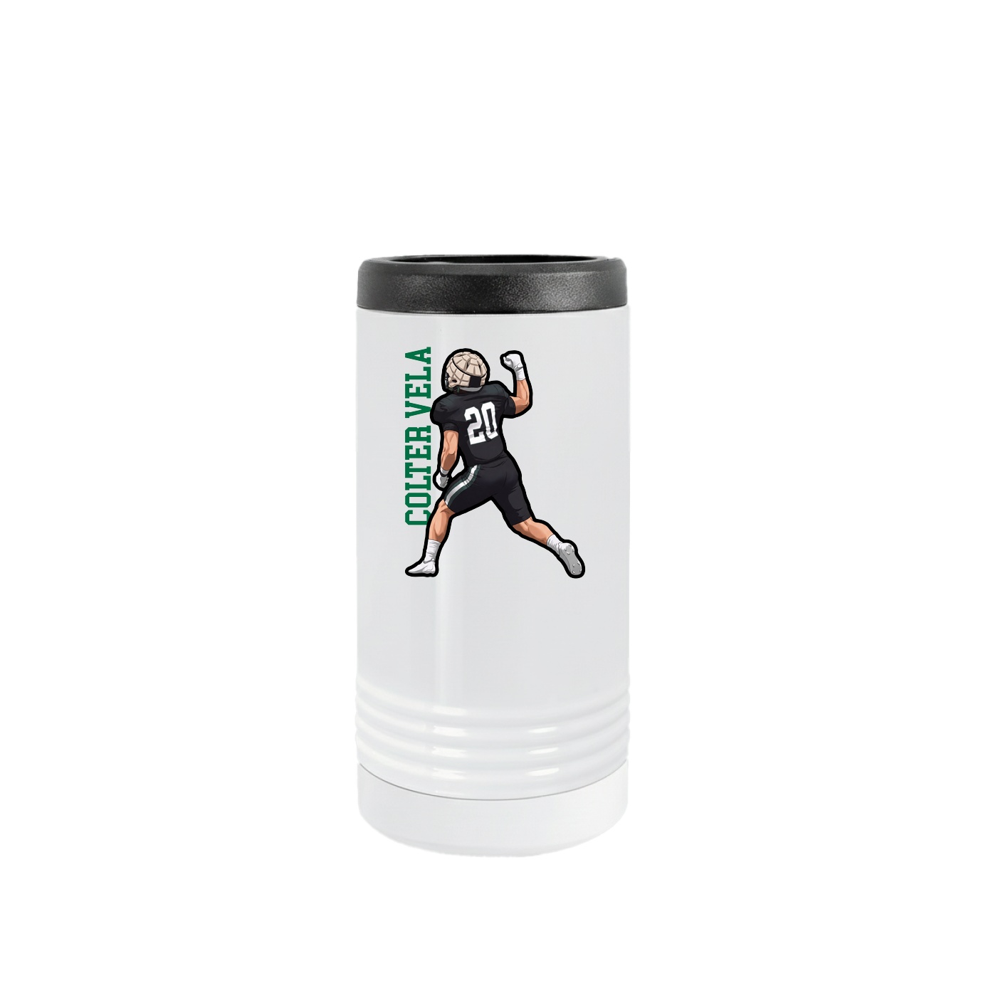 Slim Beverage Holder — Name Vertical in White