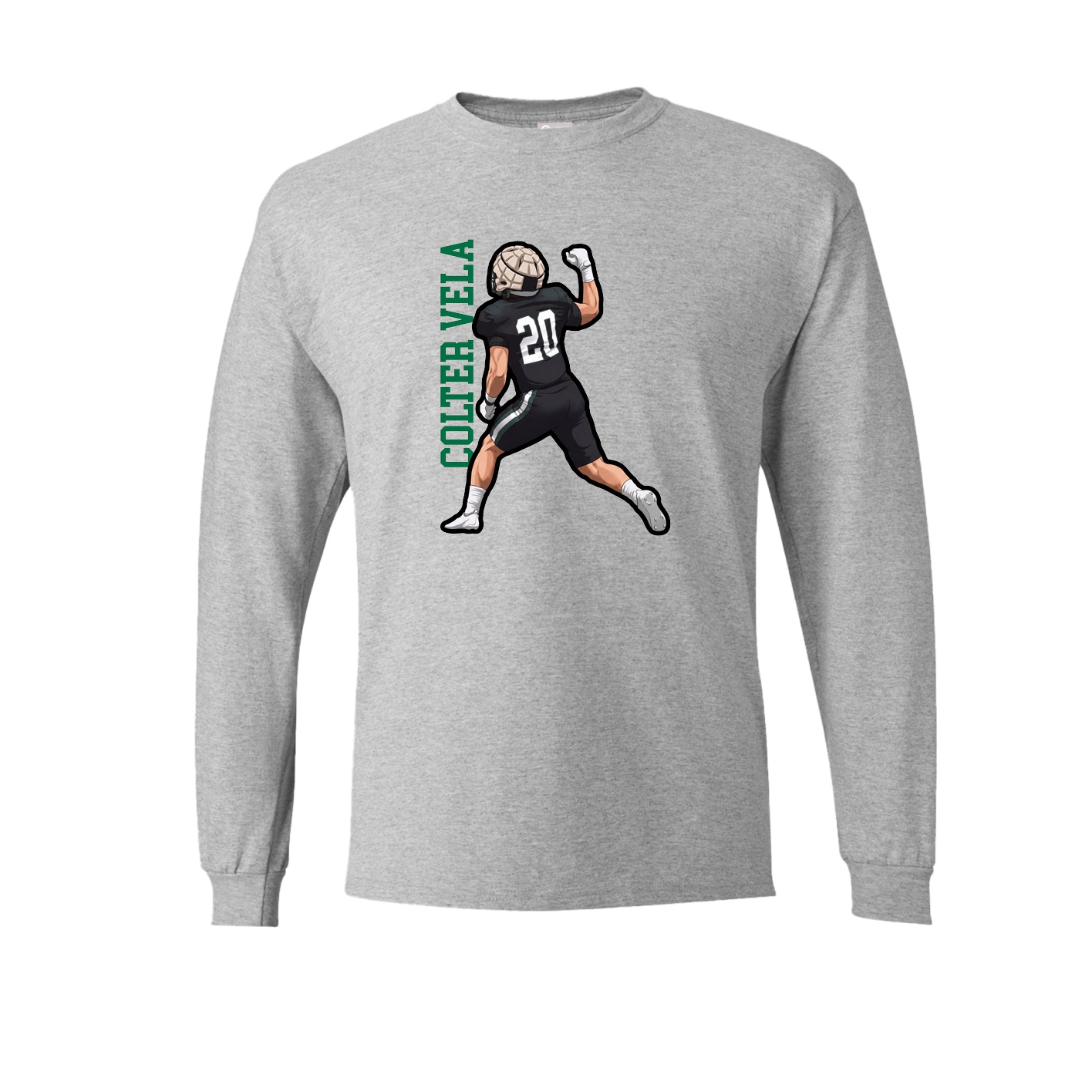 Long Sleeve Tee — Name Vertical in Grey