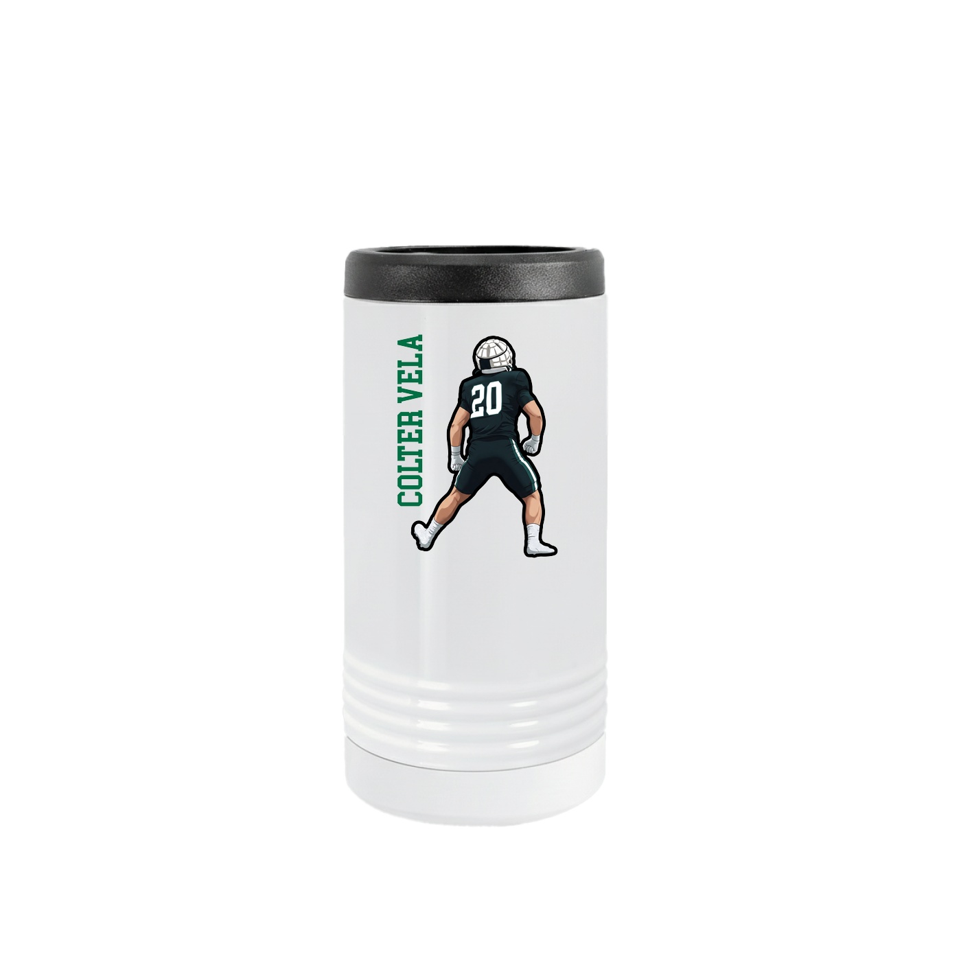 Slim Beverage Holder — Name Vertical in White