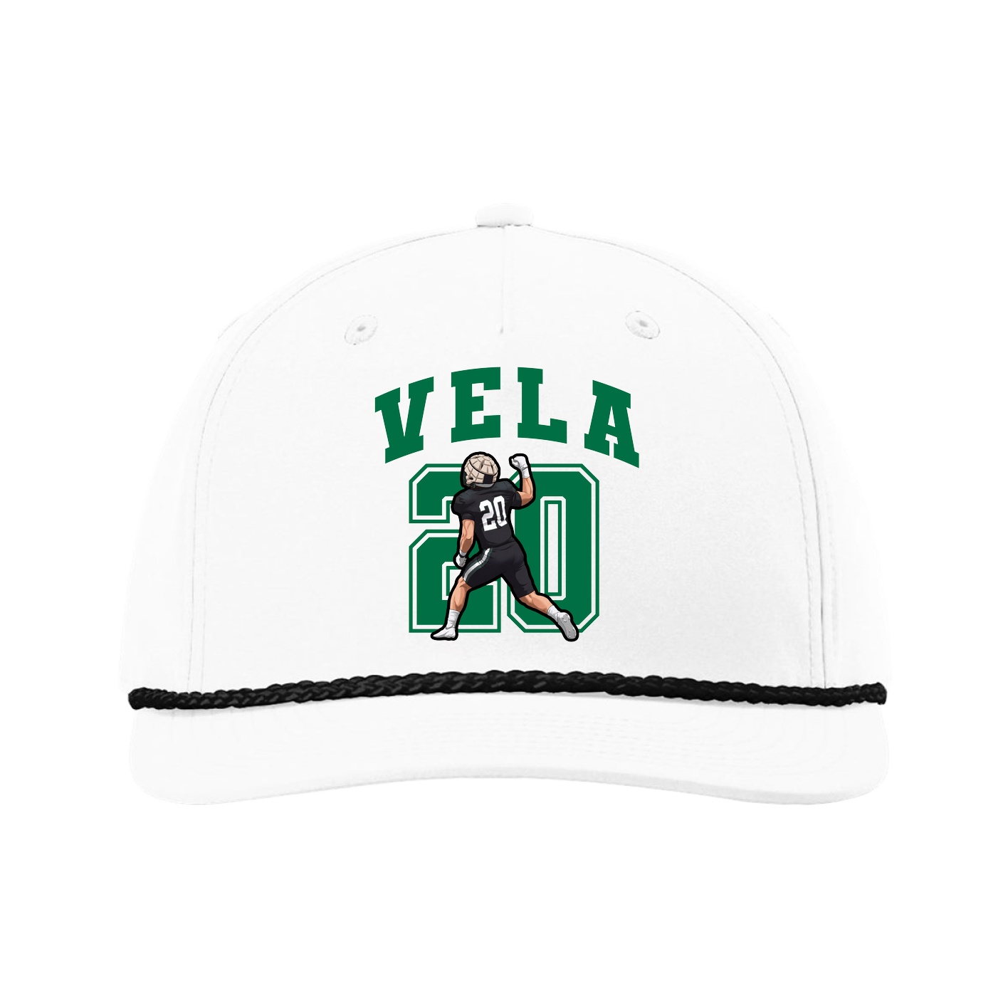 Five-Panel Classic Rope Cap — Number in White