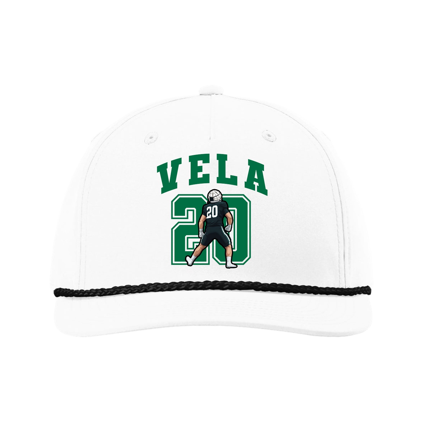 Five-Panel Classic Rope Cap — Number in White