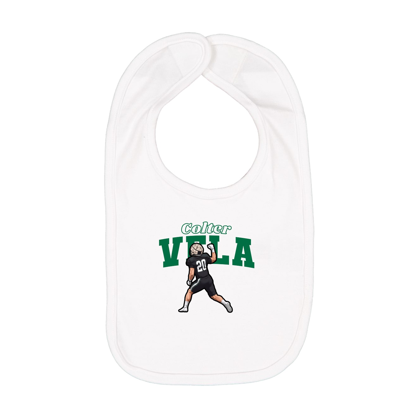 Infant Bib — Name Arch in White