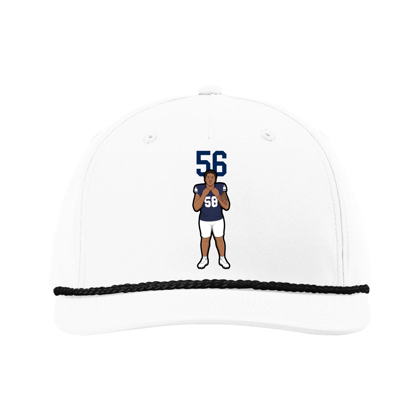 Five-Panel Classic Rope Cap — Number Top in White
