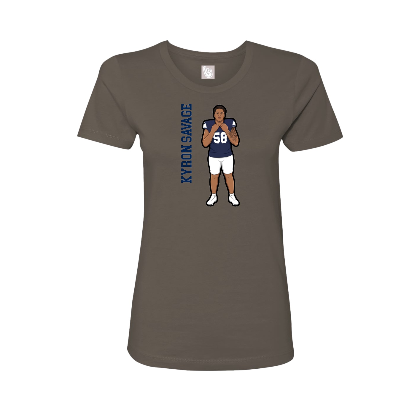Fitted Women's Tee — Name Vertical in Grey