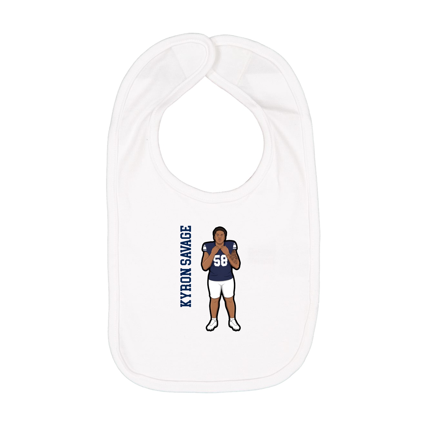 Infant Bib — Name Vertical in White