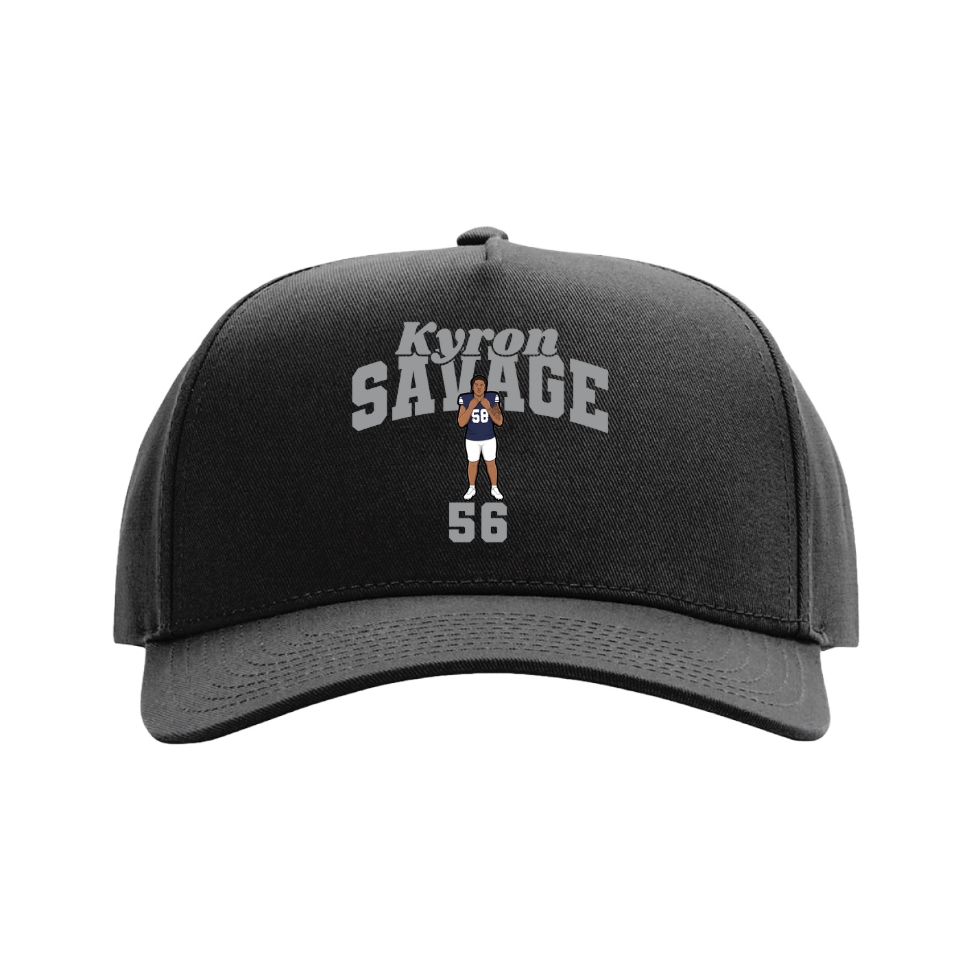 Full Fabric Five-Panel Champ Cap — Signature Arch in Black