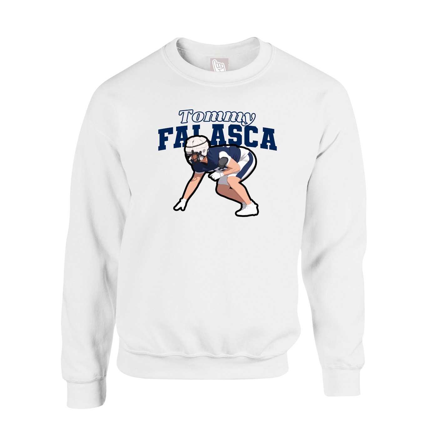Fleece Crew — Name Arch in White