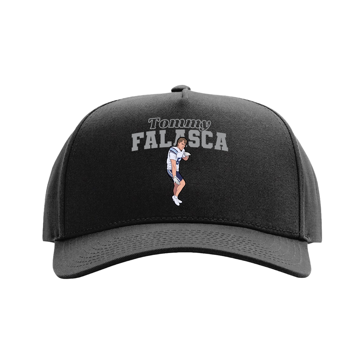 Full Fabric Five-Panel Champ Cap — Name Arch in Black
