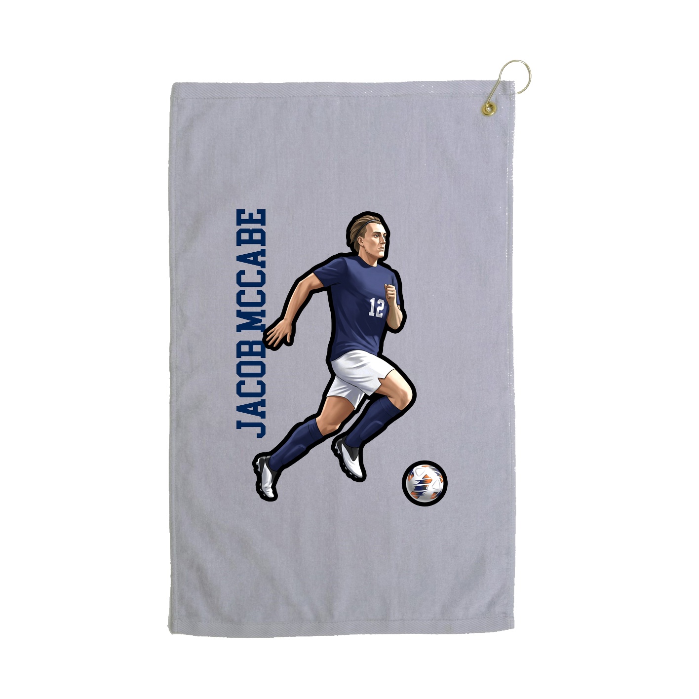 Golf Towel — Name Vertical in Grey