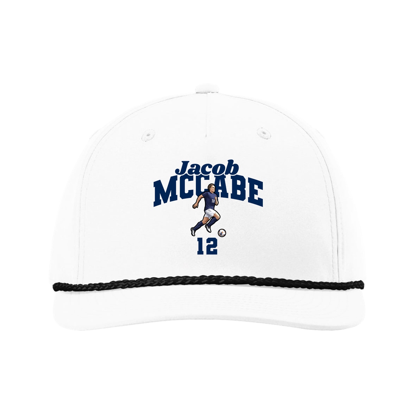 Five-Panel Classic Rope Cap — Signature Arch in White
