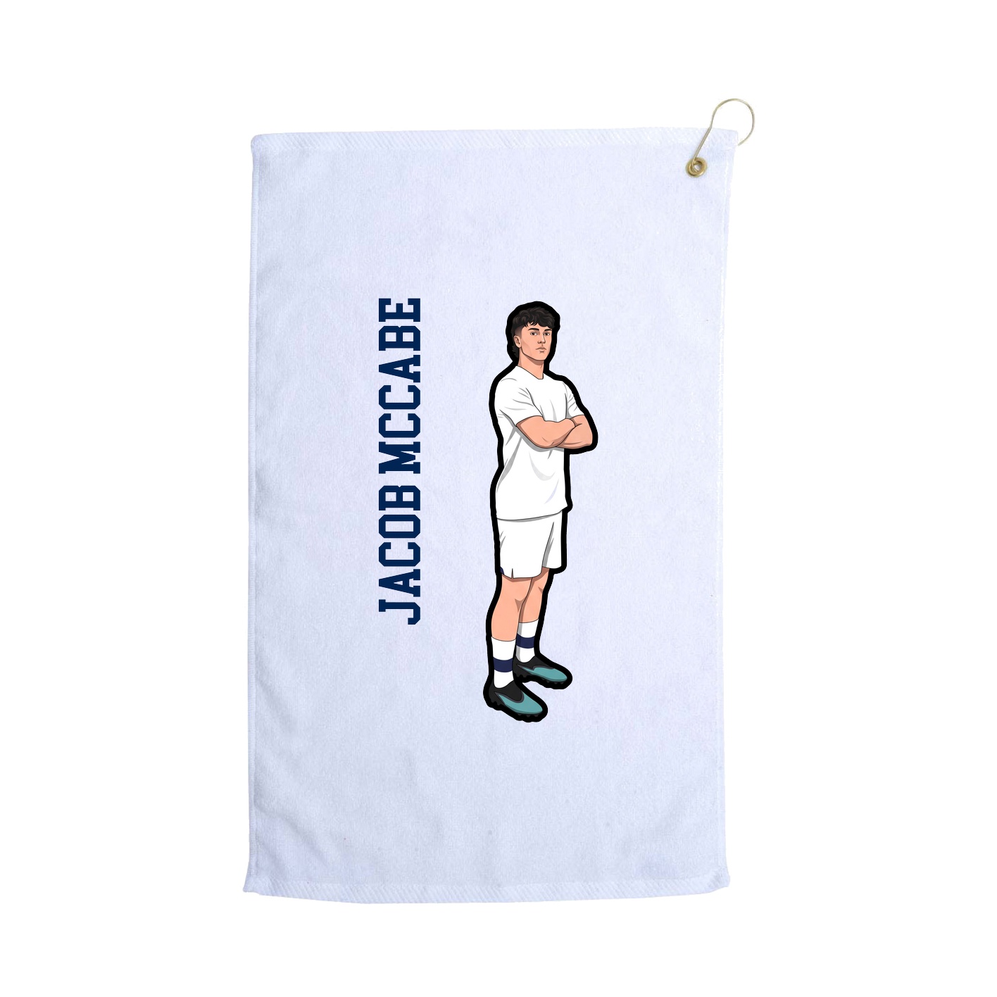 Golf Towel — Name Vertical in White